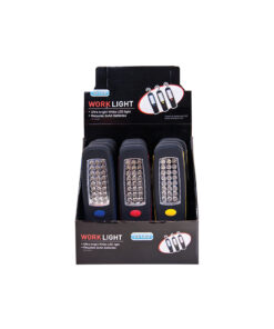 Work lights in assorted case colour of blue, red, and yellow with ultra bright white LED lights and coming in pack of 12