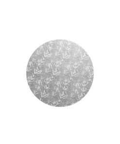 Round silver masonite cake board in size of 6in