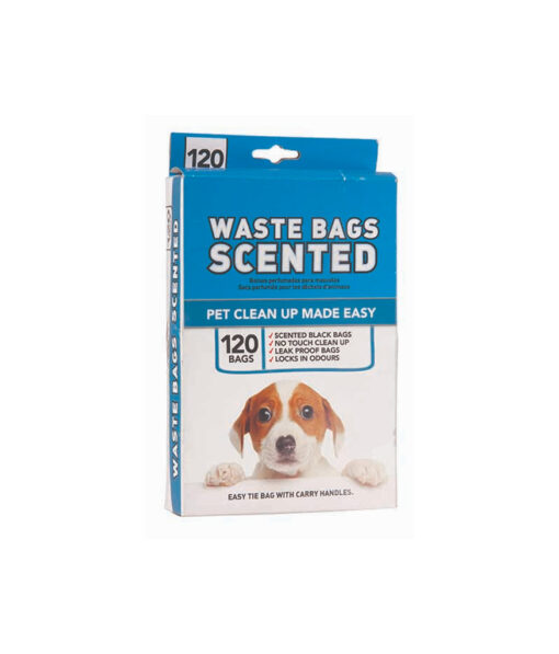 Pet waste bags scented with carry handles and easy tie