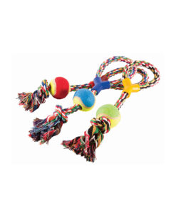 Large cotton rope and ball dog toy in assorted colours