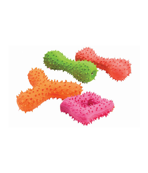 Squeaky and spikey latex toy for dogs and pets