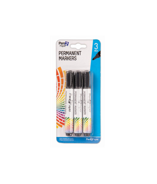 Black Permanent Markers 3pk