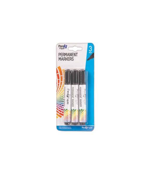 Black Permanent Markers 3pk