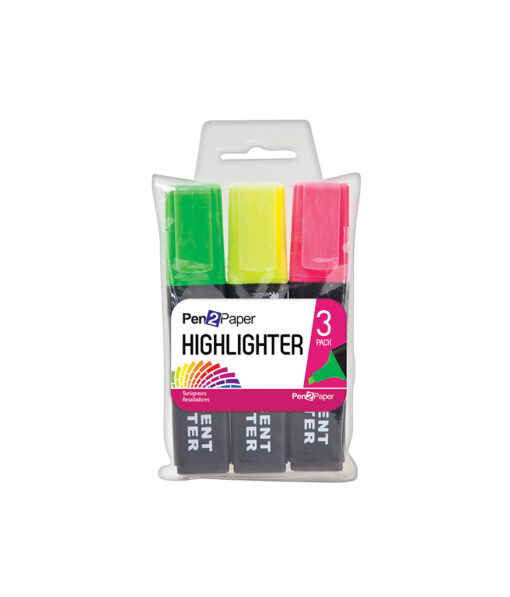 Highlighters in green, yellow, and pink colours coming in pack of 3