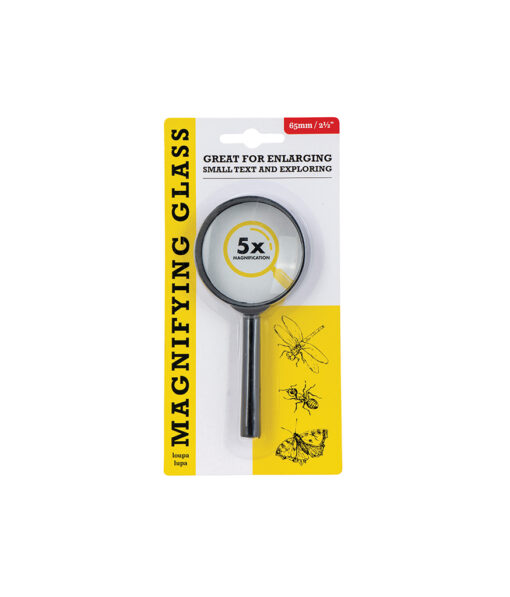 5x Magnifying glass in size of 65mm diameter for small text and exploring