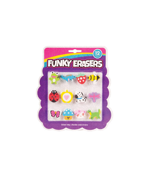 Funky Erasers Assorted 12pk