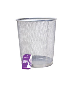 Metal mesh trash bin in silver colour