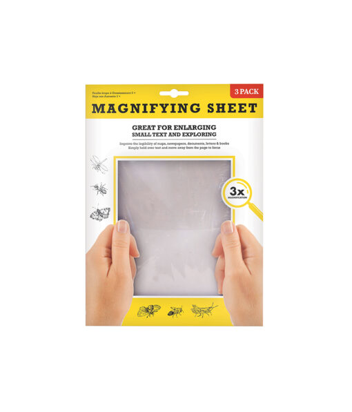 3x full page magnifying sheet for small text and exploring in pack of 3