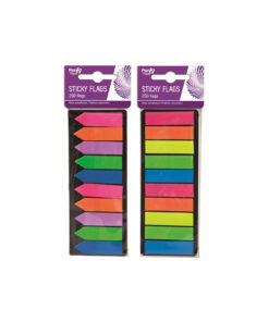 Adhesive sticky flags mini post-it notes in hot pink, orange, light purple, green, blue, neon yellow assorted colours coming in pack of 250 sheets