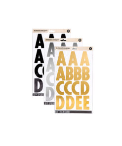 Alphabet stickers in gold, silver, and black colours coming in pack of 97 pieces