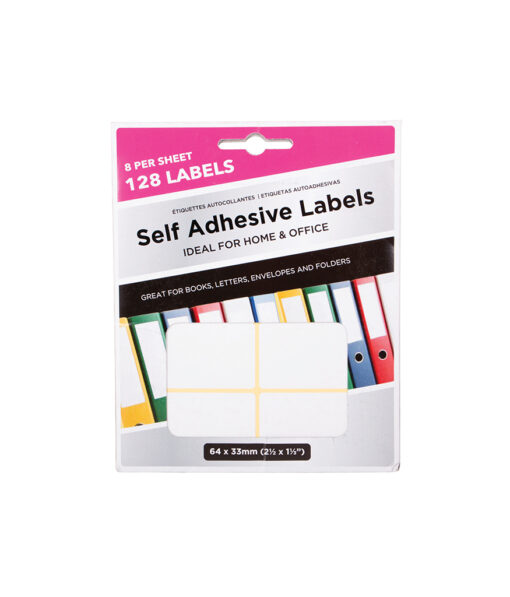 Plain white adhesive labels for home & office coming in pack of 128 labels