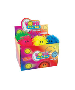 Yoyo squeezey smiley ball in assorted colour, green, hot pink, orange, purple, yellow and blue includes light