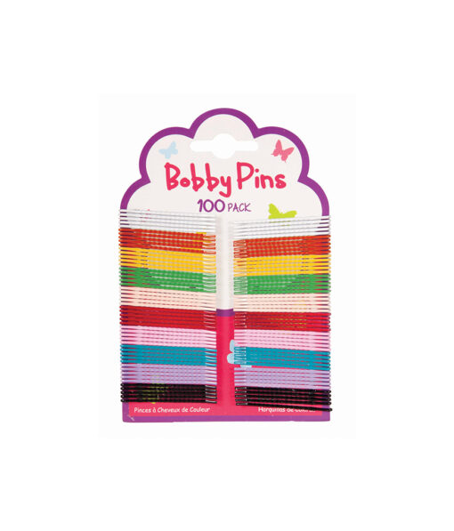 Bobby pins in white, orange, yellow, green, red, blue, pink, and black colour coming in pack of 100