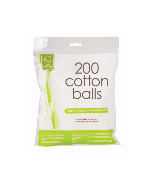 Plain white absorbent cotton balls in pack of 200