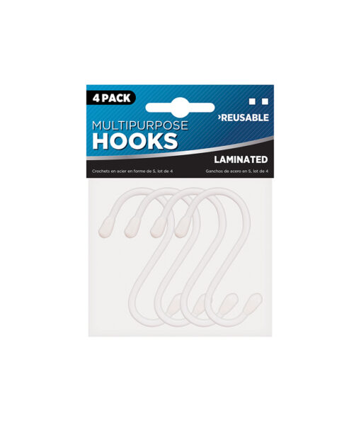 Laminated multi-purpose reusable hooks in pack of 4
