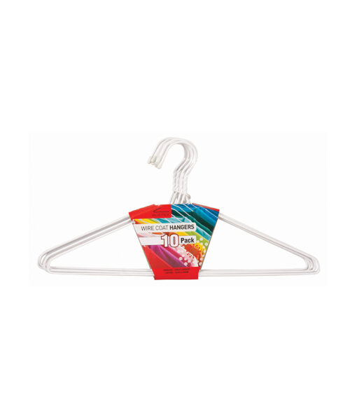 White wire coat hangers value pack in pack of 10