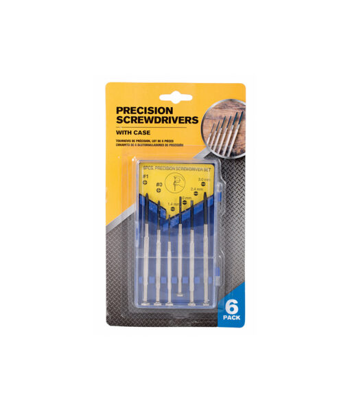 Precision screwdriver with selection of phillips and flathead screwdrivers coming in case of 6