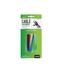 Cable fasteners with hook and loop velcro design in black, red, yellow, green, orange, and blue colour coming in pack of 6