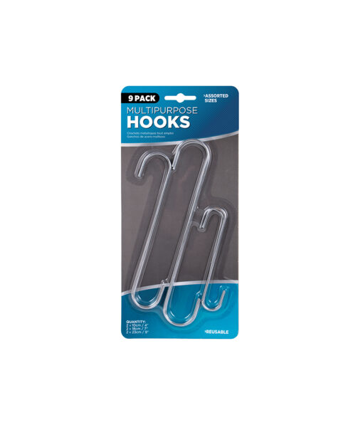 Multi-purpose hook in assorted sizes coming in pack of 9 pieces