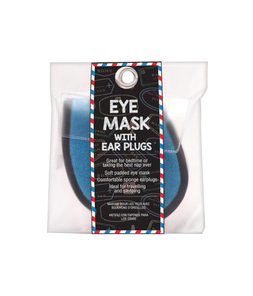 Soft padded eye mask with sponge ear plugs for travel