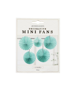 Teal Decorative Mini Fans 5pk