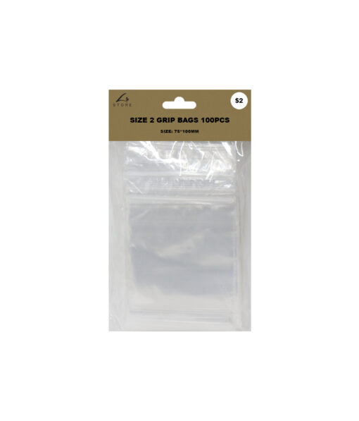Size 2 plastic grip bags in size of 7.5cm x 10cm and coming in pack of 100pieces