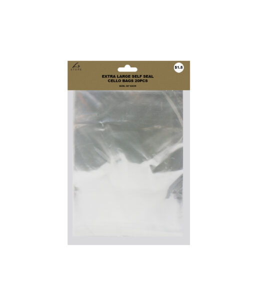 Extra large self seal cello bags in size of 23cm x 30cm and coming in pack of 20