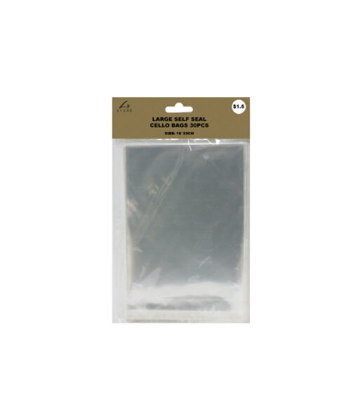 Large self seal cello bags in size of 16cm x 23cm and coming in pack of 30