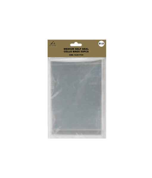 Medium self seal cello bags in size 12.5cm x 17cm and coming in pack of 50