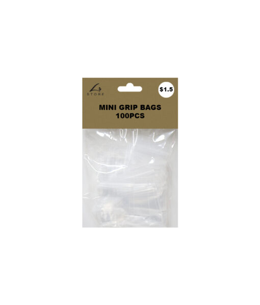 Mini plastic grip bags in size of 3.8cm x 5cm and coming in pack of 100pieces