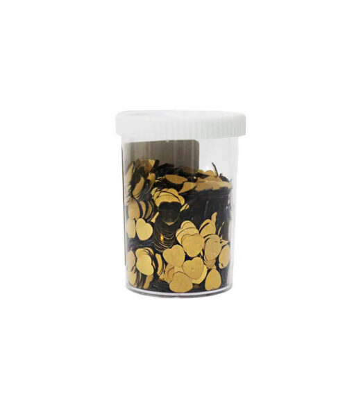 Gold heart shaped sequins coming in container of 80g