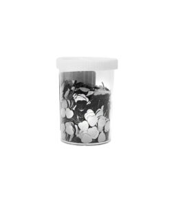 Silver heart shaped sequins coming in container of 80g