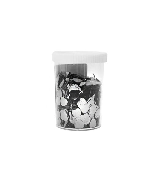 Silver heart shaped sequins coming in container of 80g