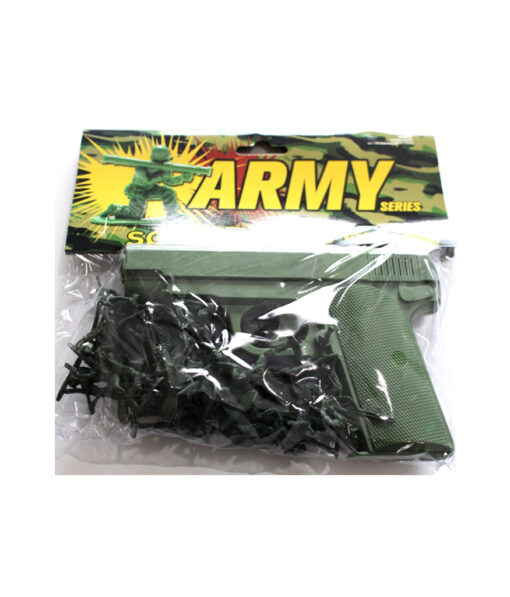 Army series green plastic gun with dark green soldier figures