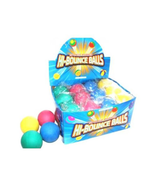 Sponge rubber hi-bounce balls in plain bright colour design