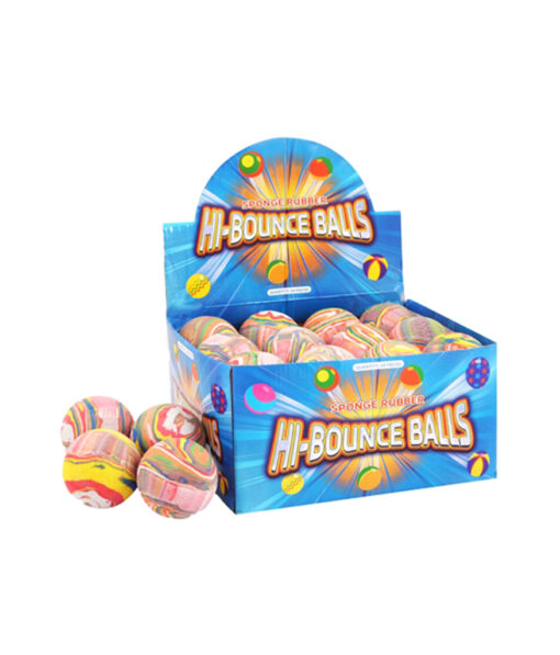 Sponge rubber hi-bounce balls in colorful design