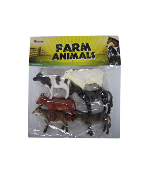 Assorted farm animals figures in cow, sheep, horse, and goat designs for prop and decoration