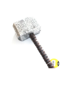 Superhero hammer with silver head and brown handle for Halloween costume