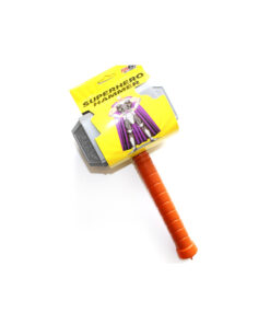 Superhero hammer with silver head and brown handle for Halloween costume