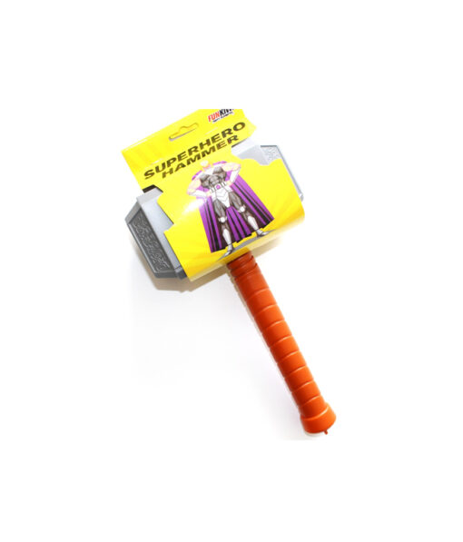 Superhero hammer with silver head and brown handle for Halloween costume