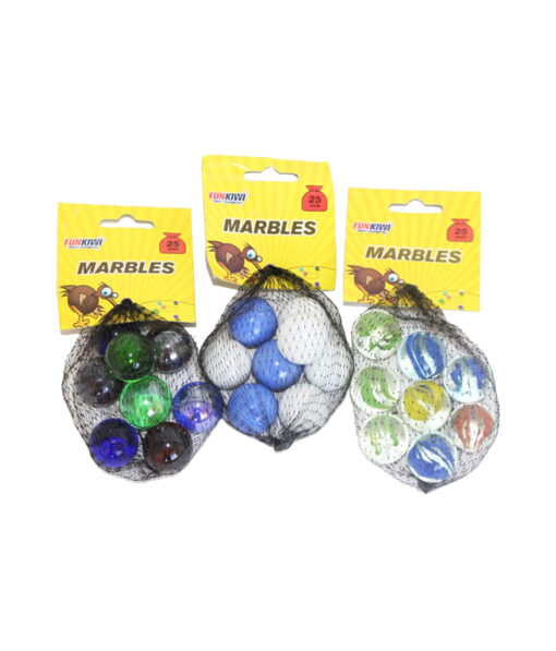 Large marbles in assorted designs coming in bag of 8