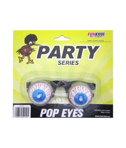 Popped out eyes gag prop with bloodshot eyes in blue colour for Halloween costume, dress up, and prop