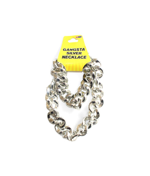 Curb chain necklace in metallic silver colour for gangster Halloween costume prop