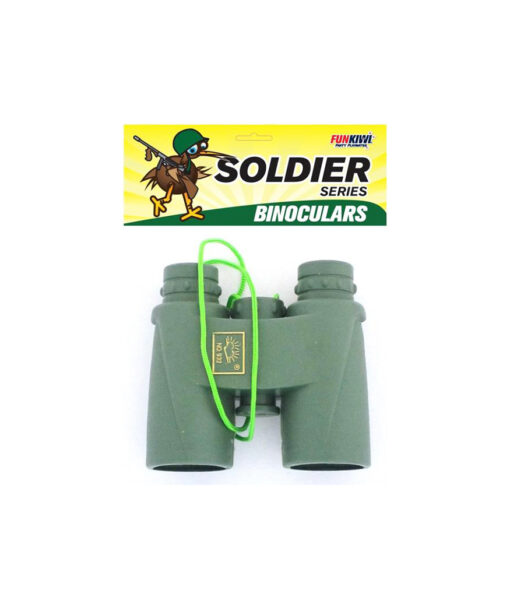 Soldier army military binoculars in green colour with neon green neckstrap for Halloween costume and dress up prop