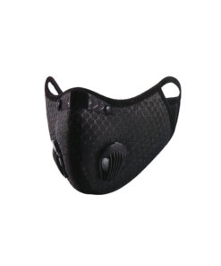 Black mesh face mask with dual respirators