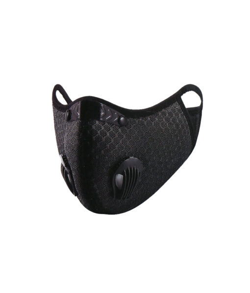 Black mesh face mask with dual respirators