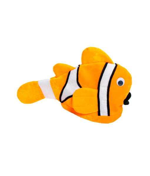 Novelty Nemo clownfish hat with googly eyes and in orange colour with black and white stripes