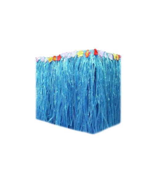 Blue luau table skirt in size of 75cm x 274cm