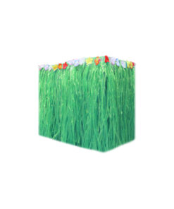 Green luau table skirt in size of 75cm x 274cm