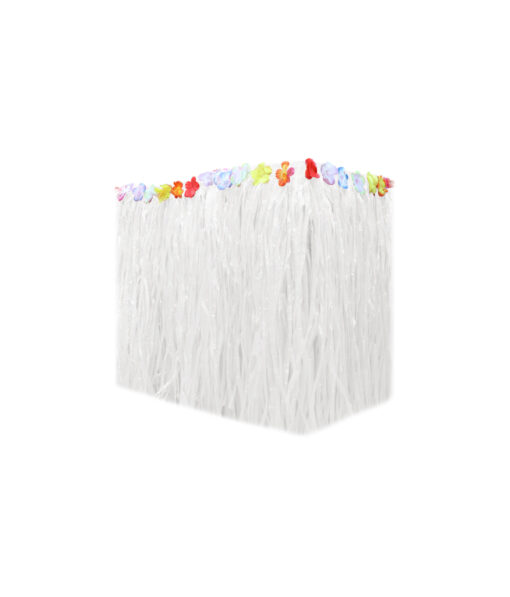 White luau table skirt in size of 75cm x 274cm